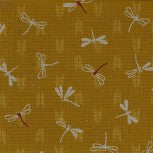 Kura - Traditional Japanese design with Dragonflies on Mustard