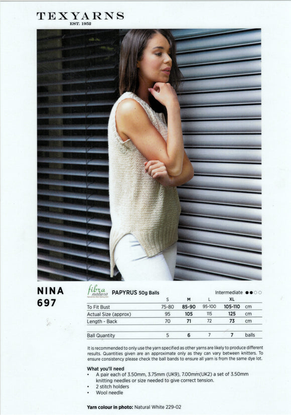 Fibra Natura Papyrus Nina TX697 - Ladies Summery Tunic in 8-ply Cotton/Silk