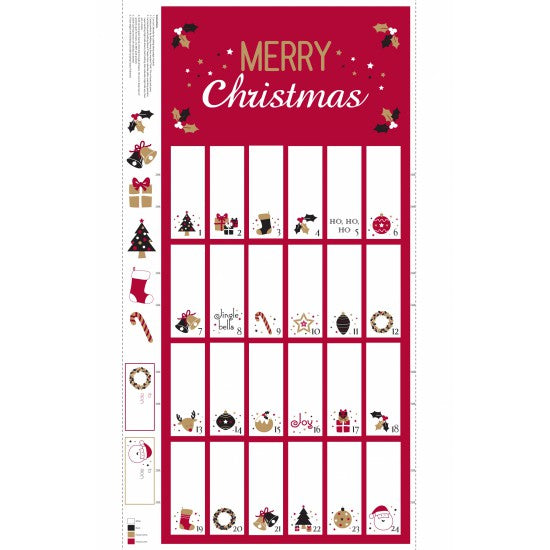 Christmas Advent Calendar (60 cm x 108 cm) - Christmas Motifs on Red