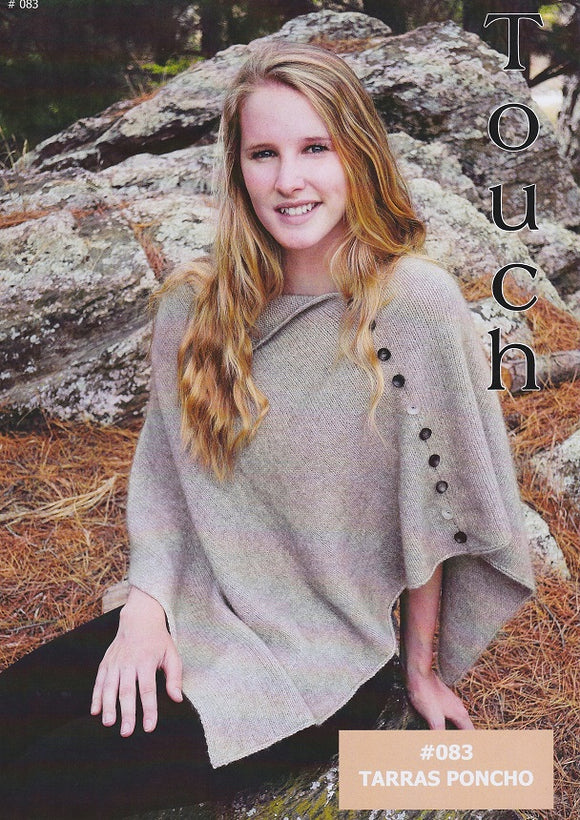 Touch Knitting Pattern 83 - Tarras Poncho for teens / ladies 5-ply to 8-ply / Sport or DK