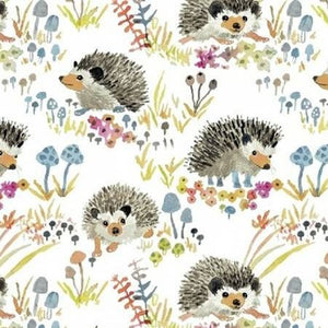 Hedgehogs in the Meadow on a Off-white Background