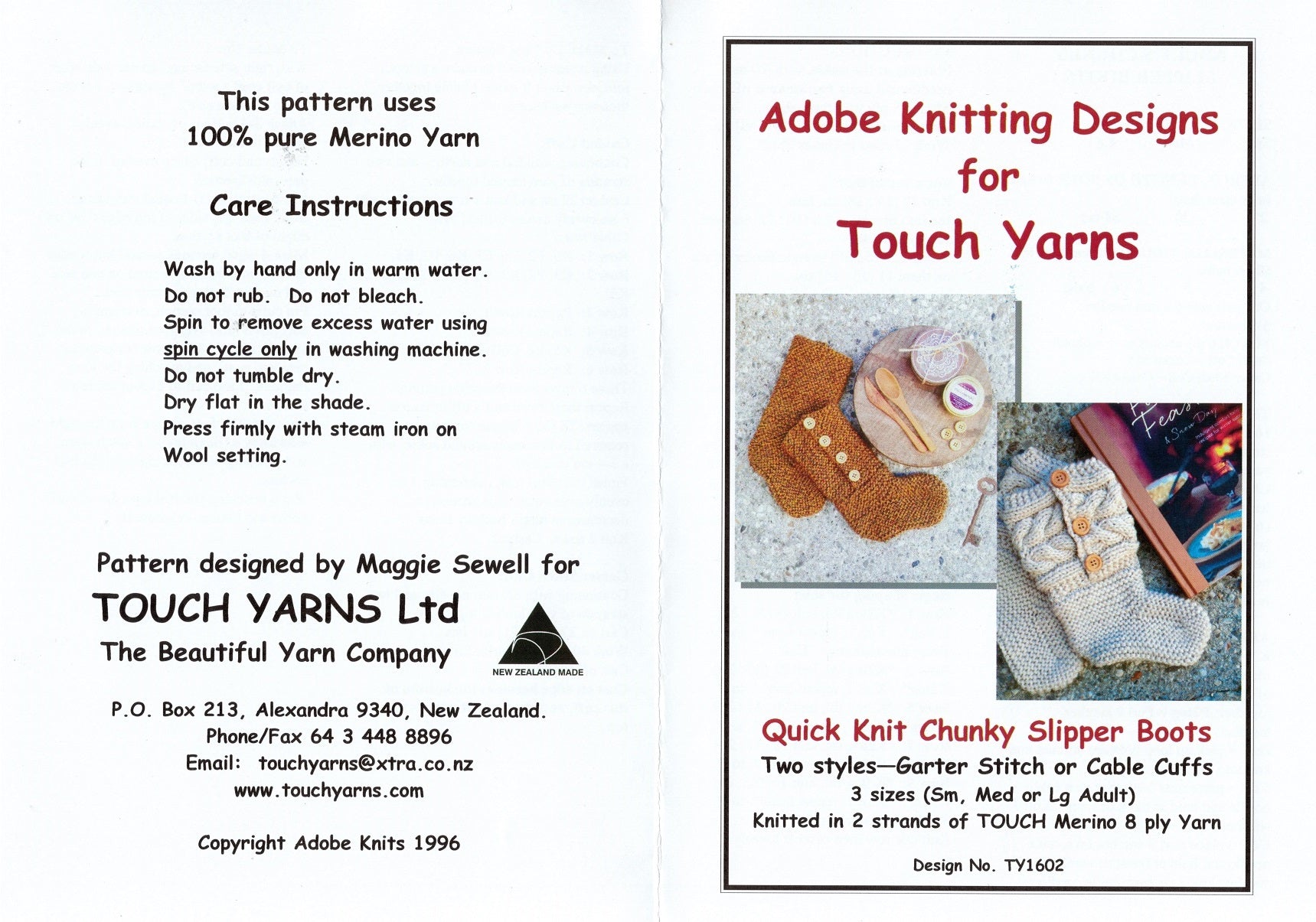 Adobe Knitting Pattern - Adult's Quick Knit Chunky Slipper Boots