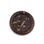 Buttons - Natural Coconut with 4 holes and rim - Dark Coffee colour with Speckles in 3 sizes