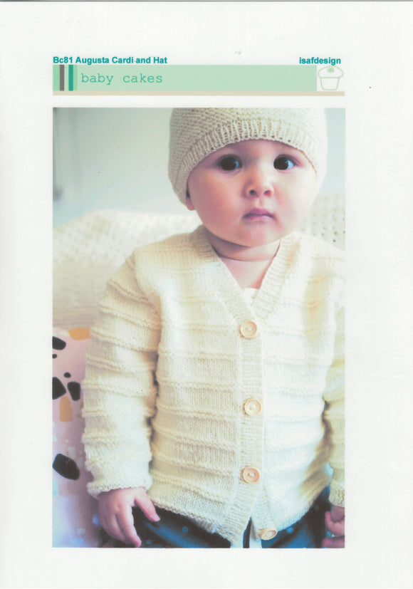 Baby Cakes Knitting Pattern - BC81 Augusta Cardia and Hat