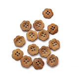 Buttons - Natural Wood - Butterfly or Flower shaped - 15 mm