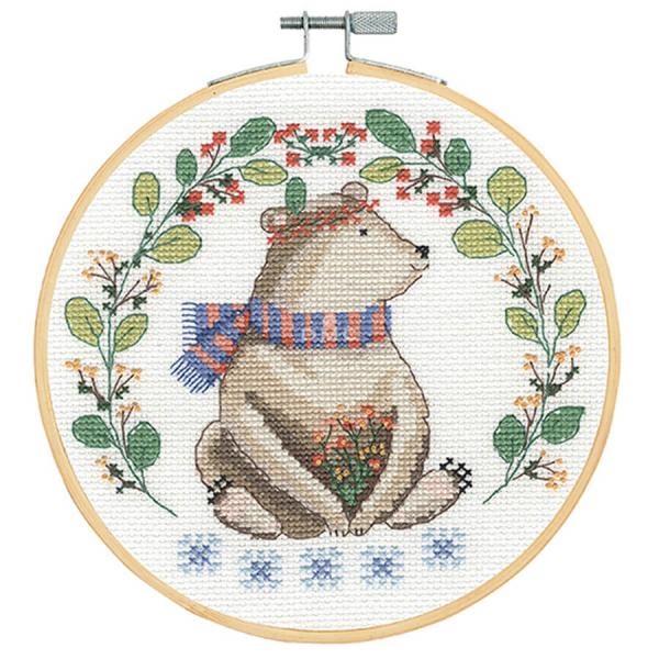 DMC Counted Cross Stitch Kit - Folk Bear (includes hoop!)