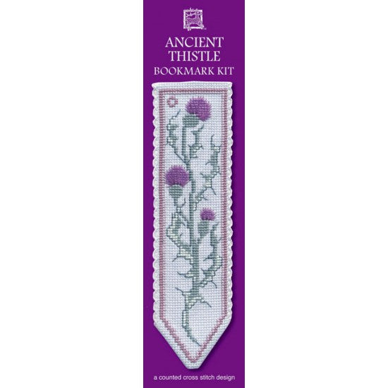 British Textile Heritage Cross-stitch Bookmark kit - Ancient Thistle Bloom