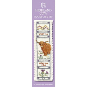 British Textile Heritage Cross-stitch Bookmark kit - Highland Cow