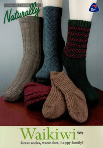 Naturally Knitting Pattern Booklet BKWA1 - Six sock patterns in 4-ply / Fingering