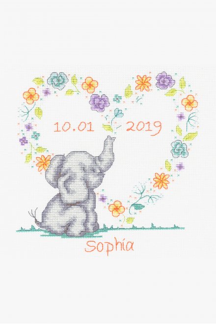 DMC Counted Cross Stitch Kit - Baby Elephant Birth Record
