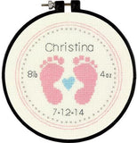 Dimensions Learn A Craft Counted Cross-Stitch Kit - Baby Footprints (includes hoop!)