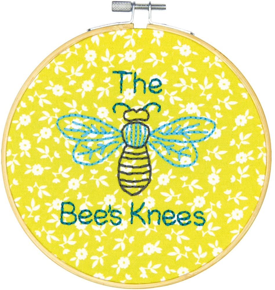 Dimensions Quick Embroidery Kit with Bamboo Hoop - The Bee's Knees (includes hoop!)