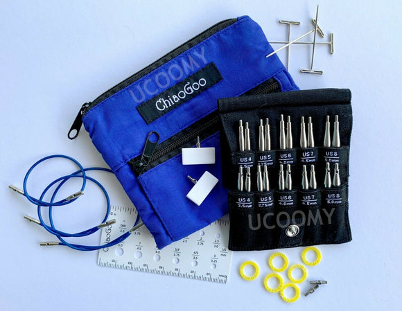 ChiaoGoo - TWIST Shorties Blue Set - Stainless Steel Interchangeable Circular Needle Set of 10 pairs of tips