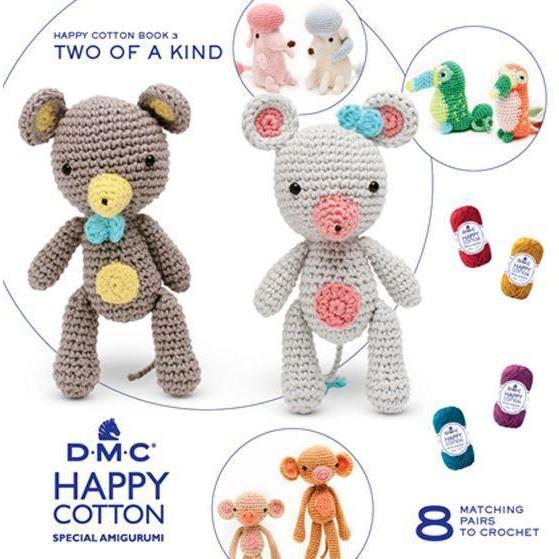 DMC Happy Cotton Pattern Booklet 3 - Amigurumi Two of a Kind - Male and Female Teddy Bears, Poodles, Monkeys and Parrots