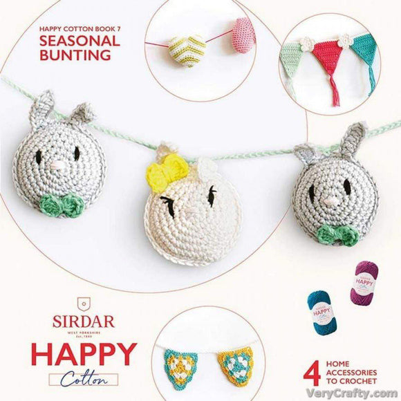 DMC Happy Cotton Pattern Booklet 4 - Amigurumi Seasonal Bunting with Hearts, Pendants, Bunnies and Amulets