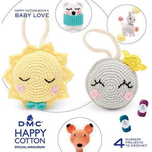 DMC Happy Cotton Pattern Booklet 5 - Amigurumi Mobile for baby's cot with Bunnies, also a hanging Sun & Moon,  a Fox and a Bear