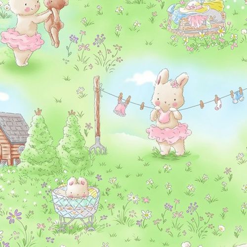 Dancing Bunnies in the Garden - Adorable children's print