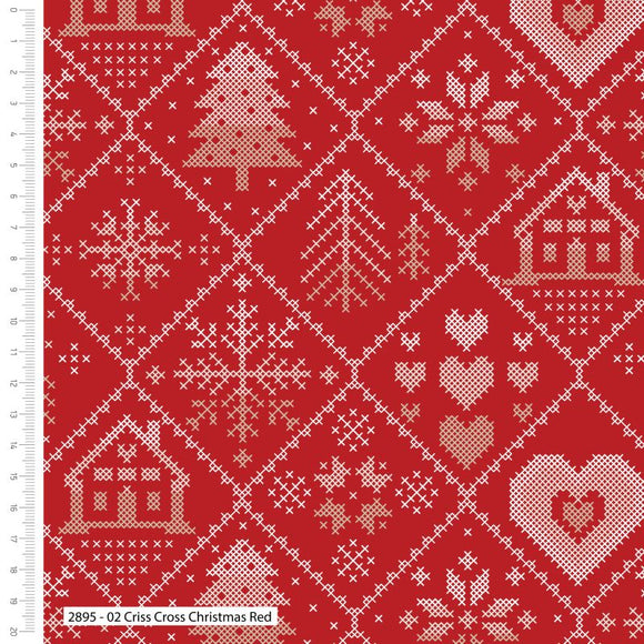 Cross-Stitch Christmas - Criss Cross on Red