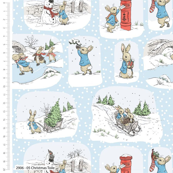 Peter Rabbit Christmas - The Most Wonderful Time of the Year - Christmas Toile Scenes on Blue