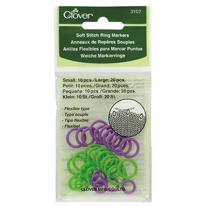 Clover 3107 - Soft Stitch Ring Knitting Markers - Small to Medium
