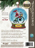 Dimensions Counted Cross Stitch Kit - Love: Santa on a Bicycle in Snow Globe Christmas Ornament