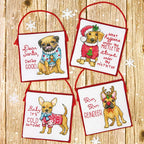 Dimensions Counted Cross Stitch Kit - Four Christmas Pups Ornaments