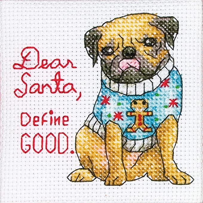 Dimensions Counted Cross Stitch Kit - Four Christmas Pups Ornaments