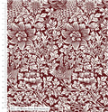 A piece of red and white Quilt fabric featuring a design of birds and flowers, part of the William Morris Winter Berry Collection.