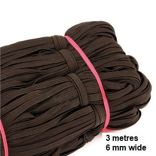 Elastic - Band 3 metre by 6 mm wide pack, in assorted colours