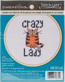 Dimensions Quick Counted Cross Stitch Kit with Bamboo Hoop - Crazy Cat Lady