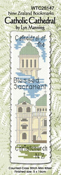 New Zealand designed Cross-stitch bookmark with Christchurch Catholic Cathedral.