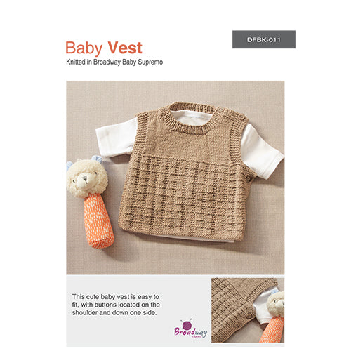 Broadway Knitting Pattern 011 - Babies Patterned Vest with Side Button Closure in 4-ply / Fingering