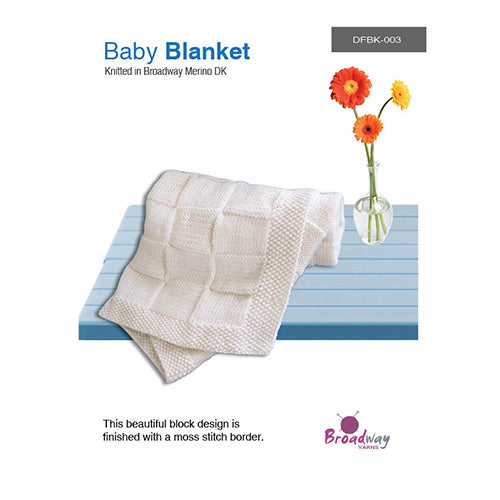 Broadway Knitting Pattern 003 - Babies Block-Patterned Blanket in 8-ply / DK