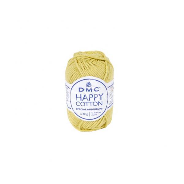 A mini ball of DMC Happy Cotton yarn in colour buttercup meidum mustard-yellow.