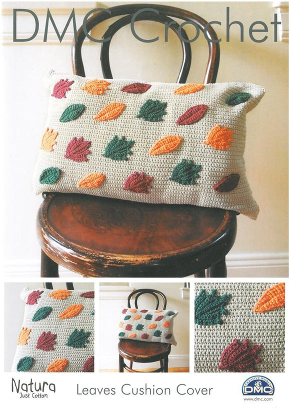 DMC Crochet Pattern - Leaves Cushion Cover in 4-Ply / Fingering