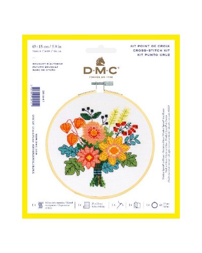 DMC Counted Cross Stitch Kit - Autumn Bouquet  (includes hoop!)