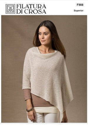 Filatura Di Crosa Knitting Pattern  F988 - Ladies Poncho in 2-ply / Lace-weight
