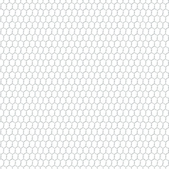 A swatch of white cotton fabric with a printed geometric chicken wire pattern.