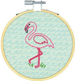 Dimensions Quick Embroidery Kit with Bamboo Hoop - Flamingo Fun