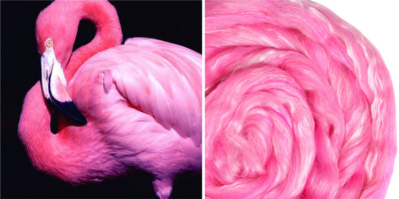 Silk Merino Sliver Fibre - Flamingo colour