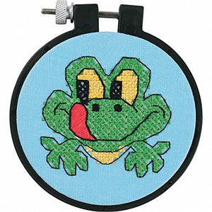 Dimensions Learn A Craft Stamped Cross-Stitch Kit - Friendly Frog (includes hoop!)