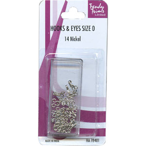Trendy Trims Hook & Eyes - Size 2 (Medium) Nickel 10 mm