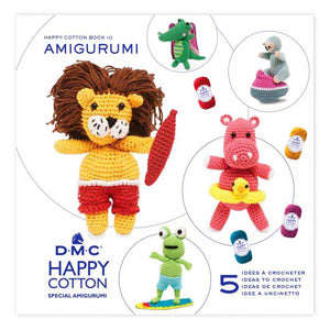 DMC Happy Cotton Pattern Booklet 10 - Amigurumi Baywatch Lion, Aligator, Hippo, Frog & at the Beach