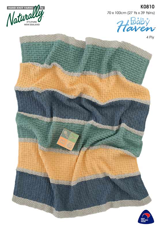 Naturally Knitting  Pattern K0810 - Adorable Textured Baby Blanket in 4-ply / Fingering