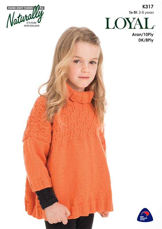 Naturally Knitting Pattern K317 - Girls Tunic for ages 2-8 in 8-Ply /DK or 10-ply / Worsted-weight