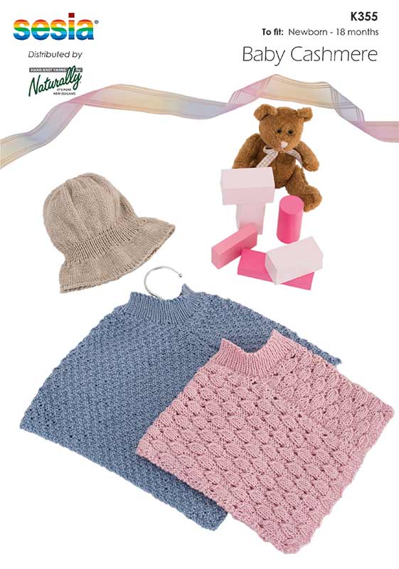 Naturally Knitting Pattern K355 - Babys Poncho and Hat in 4-ply / Fingering Weight for ages  Newborn to 18 months