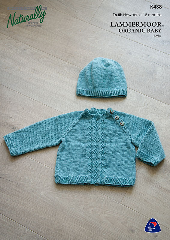 Naturally Knitting Pattern K438 - Babys Pullover with Raglan Sleeves and Hat in 4-ply / Fingering for ages Newborn to 18 months