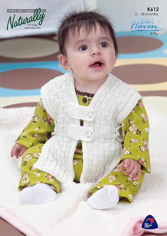 Naturally Knitting Pattern K612 - Babys Vest in 4-ply / Fingering Weight