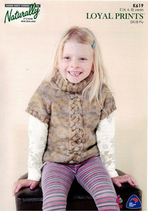 Naturally Knitting Pattern K619 - Childrens Pullover with turtleneck collar and short sleeves in 8-ply / DK for Ages 2-8 years
