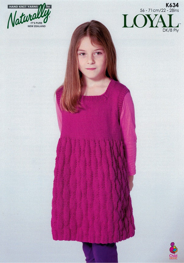 Naturally Knitting Pattern K634 - Girls Pinafore in 8-ply / DK